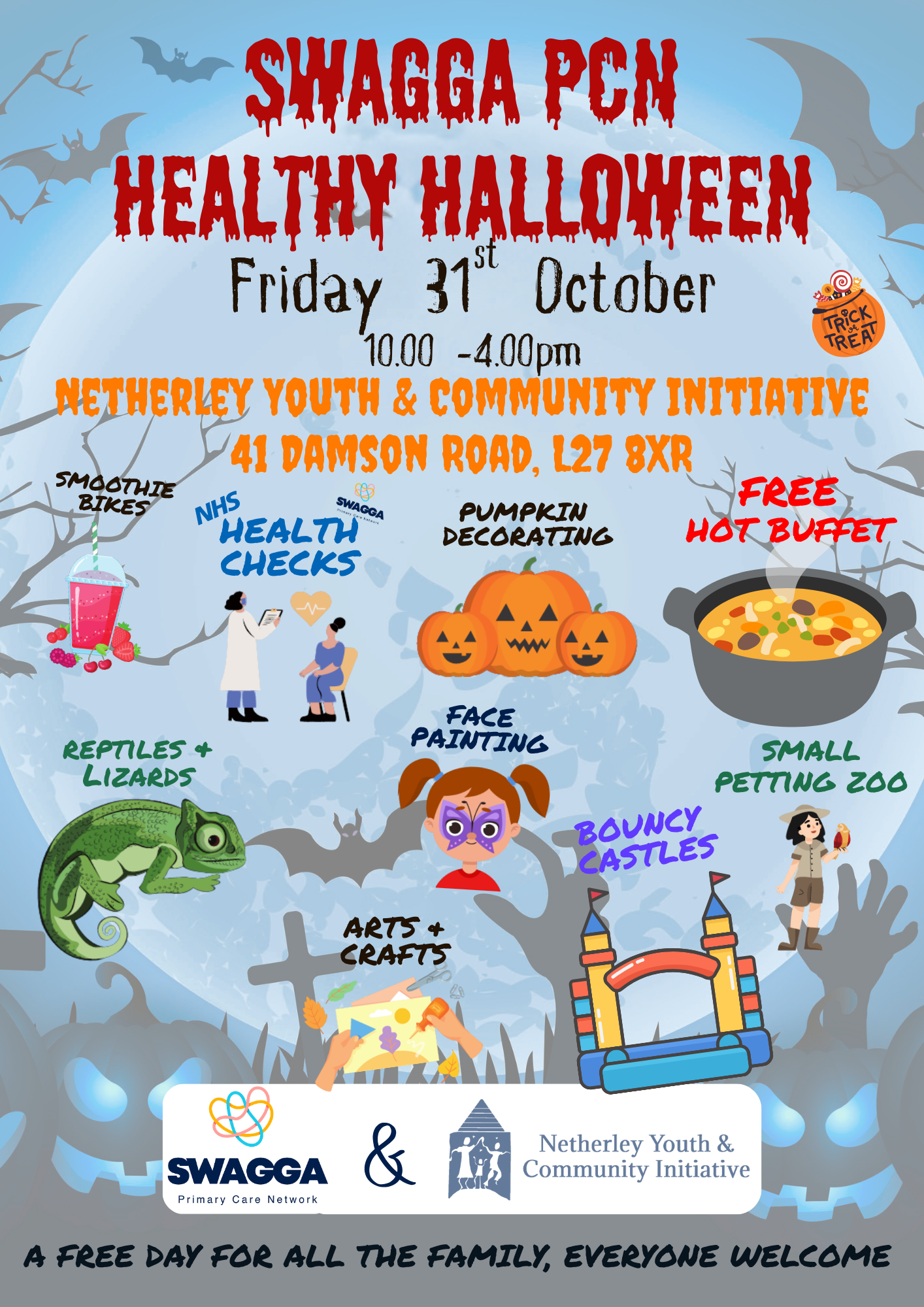 A poster for the SWAGGA Healthy Halloween event